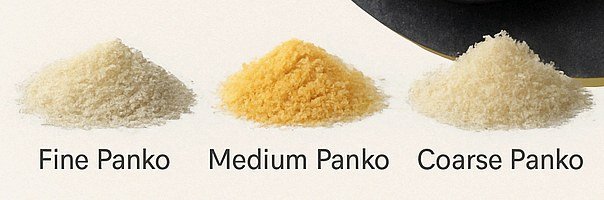 Fine, medium and coarse panko granulations side by side